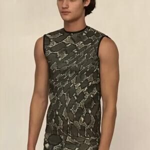 Stefan Cooke Men's Snake Print Tank Top  - Green Black Brown Cream - Size XS/S